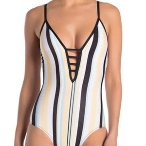 NWOT Ella Moss Tenacious Stripe One-Piece